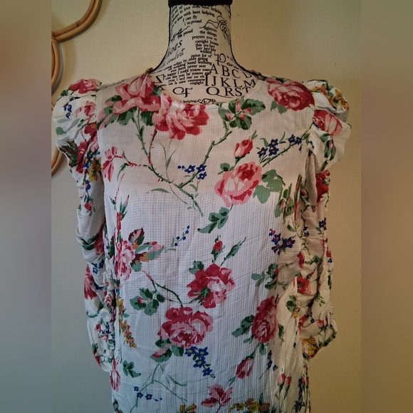 byTiMo Bubble Floral-Printed Satin Ruched Minidress Size L - Picture 7 of 15